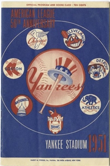1951 New York Yankees Program, Yearbook, and Ticket Stub (Mantle Rookie Year)